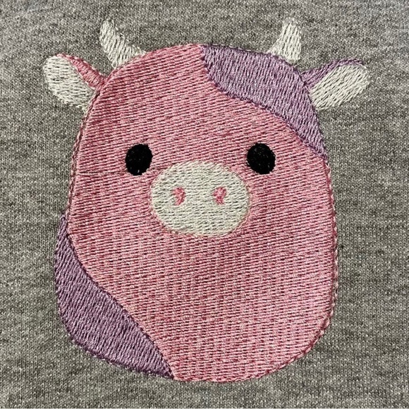 Custom Embroidered Squishmallow Crewneck Sweatshirt or T-Shirt Patty the Cow - Picture 5 of 5